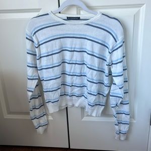 Brandy Melville white and blue striped sweater